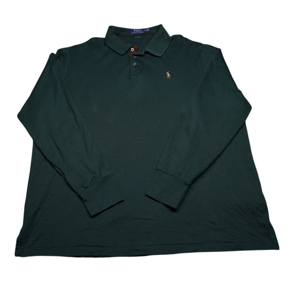 Polo Ralph Lauren Classic Fit Long Sleeve Polo Shirt Green Mens XL Pony Logo